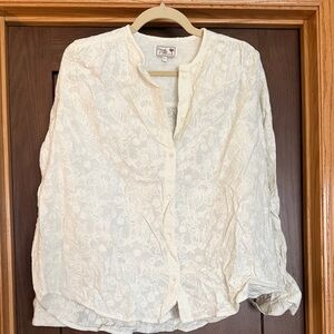 Mille Cream Embroidered Button-Front Shirt